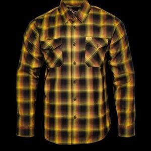 DIXXON “Rusty Trombone” Yellow and Black Plaid Button Down Shirt.
